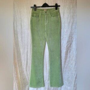 ESQUALO Flared Leg Long High Waist  Corduroy Pants Green NWT Sz 6